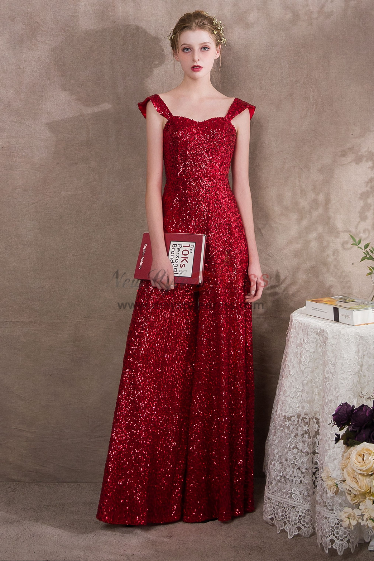Red Sequins Prom Dresses Jumpsuits Wide leg trouser NP-0405 - Wedding ...