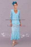 Latest Fashion Ocean blue Elegant lace Mother's suit dress cms-035