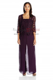 Fashion Purple Venice lace 3 pieces set Mother of the bridal pantsuits nmo-414