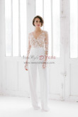 Modern V-neck Wedding Jumpsuits Long Sleeves Bride Outfits wps-219