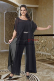 2022 Black Chiffon Beaded Neckline Mother of the Bride Jumpsuit Special Occasion Dresses nmo-988