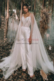 2022 Elegant Wedding Jumpsuit Hand Beading Wedding Dress, Monos de escarda, Macacões nupciais wps-282