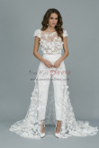 2022 lovely Overlay Wedding Jumpsuit Little White Dresses,Combinaisons De Mariée wps-277