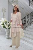 2022 Relaxed Three Pieces Pleated Grandmother of the Bride Pant Suits nmo-1011