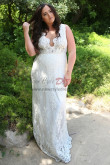2023 Elegant  Plus Size Wedding Dresses, Lace V-neck Boho Bride Dresses bds-0031