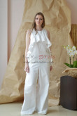 2023 Fashion Beach Wedding Jumpsuits,Dressy Wide leg Bridal Jumpsuit, Simple Wedding Romper bjp-0057