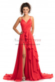 2023 Red Spaghetti Bridesmaids Dresses, Sweetheart Glamorous Wedding Party Dresses With Brush Train pds-0007-5