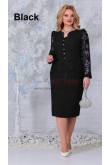 2023 Sleeve length Mid-Calf Black Mother of the Bride Dresses, Dressy Appliques Wedding Guest Dresses mds-0022-4