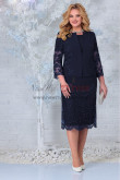 2PC Dark Navy Mother of the Bride Dresses With Jacket, Mid-Calf-Length Wedding Guest Dreses mds-0050-1