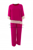 2PC Fuchsia Chiffon Women's Outfit Mother of the bride Pant suits Comfortable nmo-748
