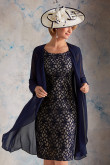 2PC Lace Navy Blue Mother of the Bride With Jacket wps-248