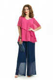 2PC Mother of the Bride Pant Suits Fuchsia Top And Navy Trousers nmo-717-1