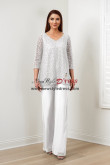 2PC Mother Of The Bride Pant Suits,White Lace Women's Pant Suits nmo-868-4