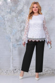 2PC White top & Black pants Mother of the Groom Pant suits With Elastic waist,Tenues pour femmes nmo-852-4