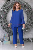 2PC Royal Blue Chiffon Mother of the Bride Pant suits Wedding Party Dresses nmo-849-4