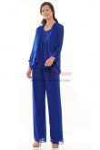 3 PC Royal Blue Chiffon Mother of the Bride Pant Suit, Stretchy Waist Trousers Women's Pant Suits mos-0014-5