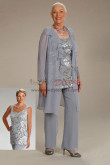 3PC Gray Sequins grandma of the bride Pant Suits With Jacket grandma outfit nmo-753