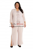 3PC Plus Size Pink Woman's Pants Suits, Wedding Guest Pant Suits nmo-874