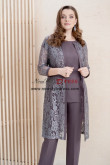 3PC Dark Gray Woman's Pantssuits with Coat, Wedding Guest Pant Suits nmo-871-1