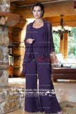 Chiffon purple mother of the bride pants suits With jacket nmo-044