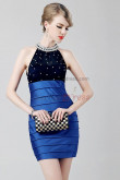 Halter hip package Sexy Hand Beading Royal Blue/red/Champagne Party Dresses nm-0259