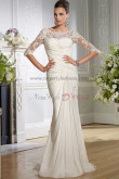 New Style Beach lace sleeves Criss-Cross Chiffon Sheath Half Sleeves Wedding dresses nw-0149