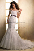 Portait Brush Train Mermaid lace Bateau Elegant wedding dresses with Wraps nw-0191
