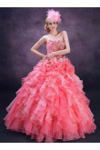 Watermelon Strapless Chest Appliques Ruched New Arrival Floor-Length Quinceanera Dresses nq-017