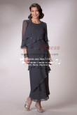 Ankle-Length Charcoal chiffon mother's dress with jacket cms-086