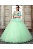 Apple green With Short Sleeves Unique Quinceanera Dresses beautiful Ball Gown nq-012