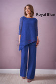 Asymmetry Mother of the Bride Outfits, Royal Blue Lace Discount Mother of the Bride Pant Suits mos-0004-4