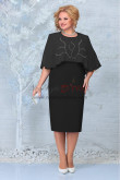 Black Chiffon Cape Plus Size Hand Beading Mother of the Bride Dresses, Knee-Length Women's Dresses With Cape mds-0025-1