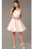 Blushing Pink Satin Homecoming Dress,A-line Short Party Dress sd-025-2