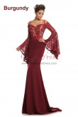 Burgundy Classic Off the Shoulder Prom Dresses, Gorgeous Mermaid Wedding Party Dresses pds-0071-2