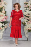 Red Plus Size Short Sleeves Women's Dresses Mermaid Mother of the Bride Dresses nmo-759-1
