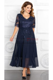 Dark Navy Ankle-Length A-Line Mother of the Bride Dresses,Half Sleeves Modern Wedding Guest Dresses mds-0020