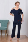 Dark Navy Mother of the bridal pant suits Summer Chiffon outfit nmo-420