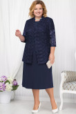 Plus size Dark navy  Mother of the bride dress with Lace jacket Classic Women's outfit nmo-563