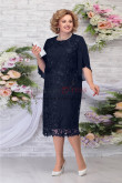 Dark Navy Plus Size Tea-Length Mother of the Groom Dress Women's Dresses nmo-764-1
