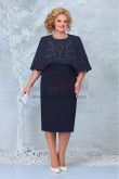 Effortlessly Tea-Length Mother of the Bride Dresses, Plus Size Dark Navy Women's Dresses with Chiffon Cape mds-0025-2