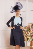 Navy Blue Knee-length Mother of the bride dress With Chiffon Jacket wps-250