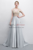 Elegant Silver Gray Prom dress Vest Hand beading Dress Special occasion Wear NP-0384