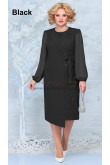 Fashion Black Long Sleeves Mother of the Bride Dresses, Mid-Calf Women's Dresses With Bow mds-0024-2