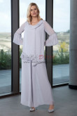 Fashion Loose Silver Gray Chiffon Mother of the Bride Pant Suits mos-0023