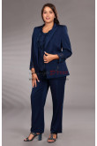 Formal for Mother of the Bride Pant Suits with Coat,Navy Outfit for Daughter's Wedding nmo-1001