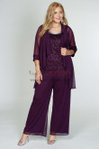 Grape Plus Size Chiffon Mother's Pantsuit,Tenues pour femmes de grande taille nmo-843-3