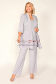 Gray Plus Size Mother's Pantsuit,Trajes de mujer de talla grande nmo-844-3