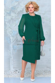 Green Fashion Long Sleeves Mother of the Bride Dresses, Mid-Calf Women's Dresses With Bow mds-0024-5
