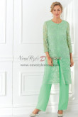 Green lace Mother of the bride pant suit dress 3-PC nmo-456