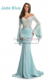 Jade Blue Classic Off the Shoulder Prom Dresses, Gorgeous Mermaid Wedding Party Dresses pds-0071-6